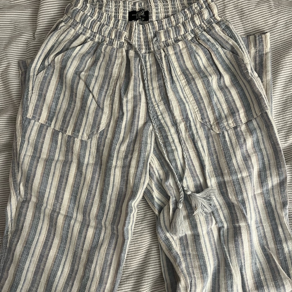 Flowy Beach Pants Striped Blue White
